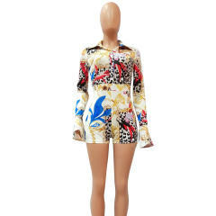 Fashion Women Floral Print Rompers Summer Novelty Streetwear