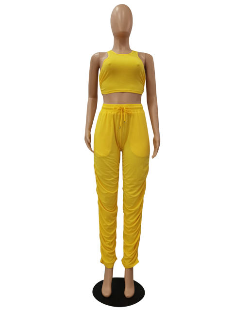 Fashion Halter Tank Tops Women Two Piece Pants Leisure Trendy Clothing