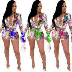 Fashion Women Floral Print Rompers Summer Novelty Streetwear
