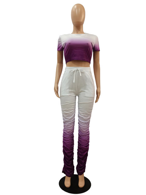 Crew Neck Fashion Tank Tops Women Two Piece Pants Leisure Trendy Clothing
