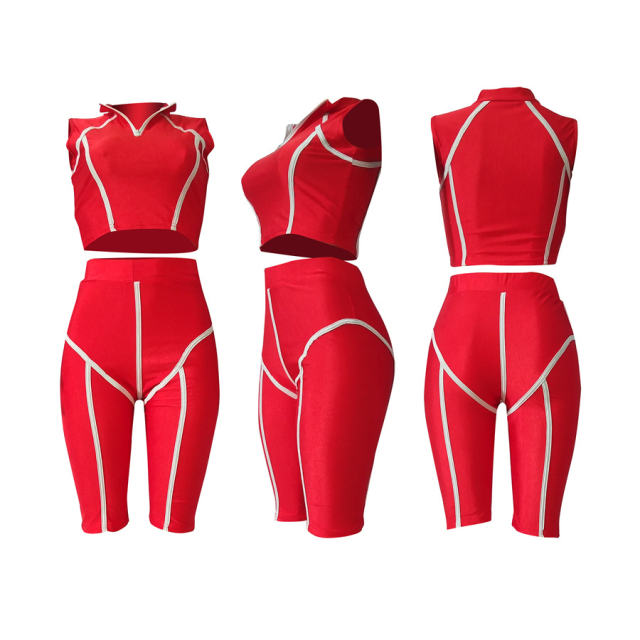 Women Sport Tracksuits Striped Print Trendy Clothing Summer Streetwear
