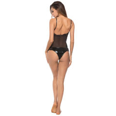 PVC Teddies Lingerie Black Fetish Lace Bodysuits Wetlook Sexy Costumes
