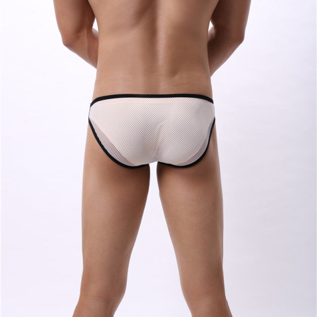Men Jockstrap Wrap Briefs Mesh Fetish Gay Shorts Sissy Hollow Out Trunks PQA4-41A