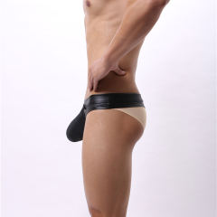 Men Fetish Gay Briefs Faux Leather Shorts Sissy Trunks Erotic Lingerie PQA4-34