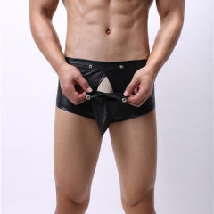 Men Jockstrap Wrap Boxers Faux Leather Fetish Gay Shorts Sissy PU Trunks PQA4-40