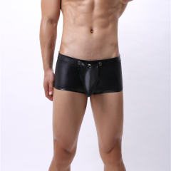 Men Jockstrap Wrap Boxers Faux Leather Fetish Gay Shorts Sissy PU Trunks PQA4-40