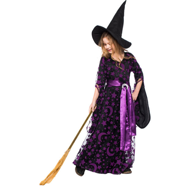 Children Purple Witches Halloween Costume PQPS7207