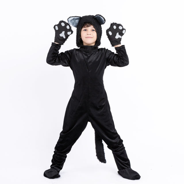 Halloween Black Cat Costume For Boy Animal Uniform PQPS1714