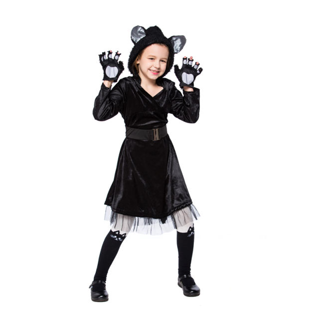 Kid Carnival Stage Show Black Cat Cosplay Uniform PQPS1717