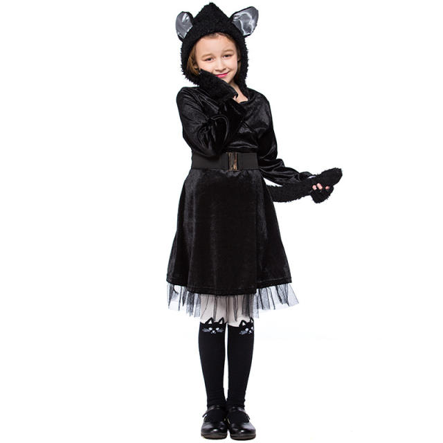 Kid Carnival Stage Show Black Cat Cosplay Uniform PQPS1717