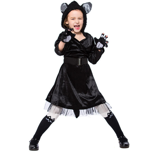 Kid Carnival Stage Show Black Cat Cosplay Uniform PQPS1717