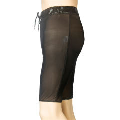 Patent Leather Men Fetish Shorts Sheer Mesh Boxer PQXX6021