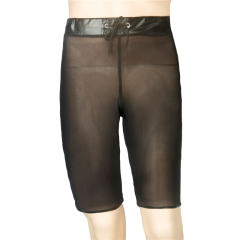 Patent Leather Men Fetish Shorts Sheer Mesh Boxer PQXX6021
