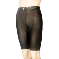 Patent Leather Men Fetish Shorts Sheer Mesh Boxer PQXX6021