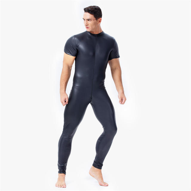 Men PVC Jumpsuit AV Cosplay Clothing Plus Size Clubwear PQX6001