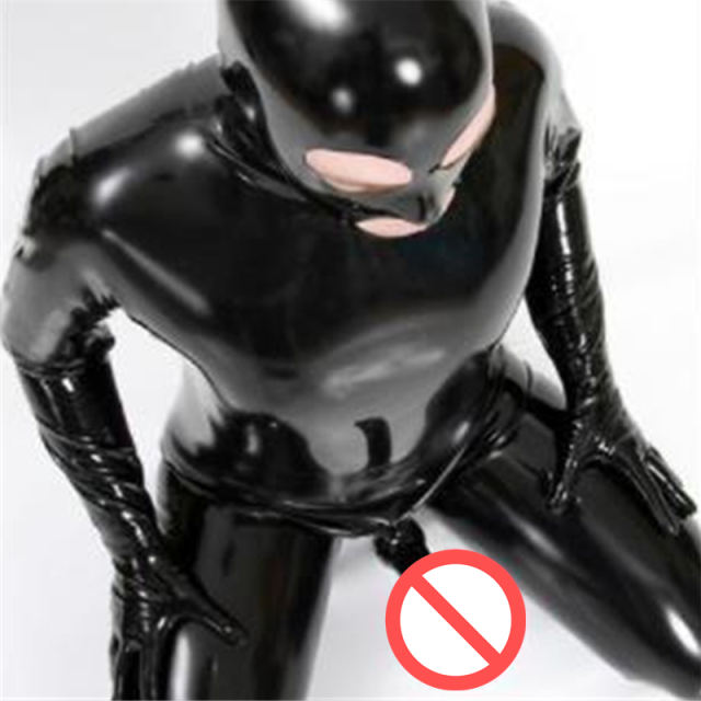 Black Faux Leather Zentai Fetish Club Wear Catsuit For Men PQX1231