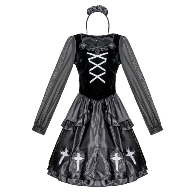 Halloween WomenBlack Vampire Costume Sexy Devils Bride Fancy Dress PQMR9090