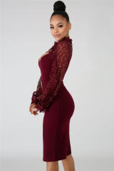 Women Bodycon Midi Dresses Spring Break Clothes Party Dress PQSJ3249