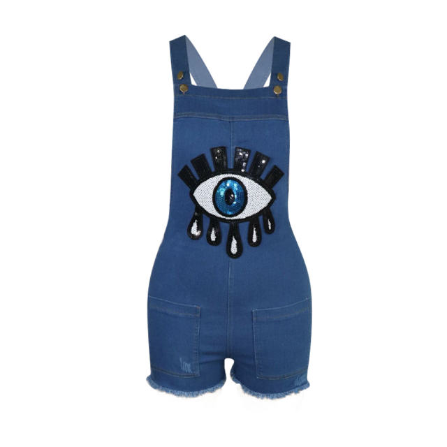 Blue Jeans Costume Hip Pop Denim Overalls For Women PQQM3668