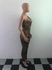 Women Sexy Leopard Print Jumpsuit Night Club Wear PQSJ3235