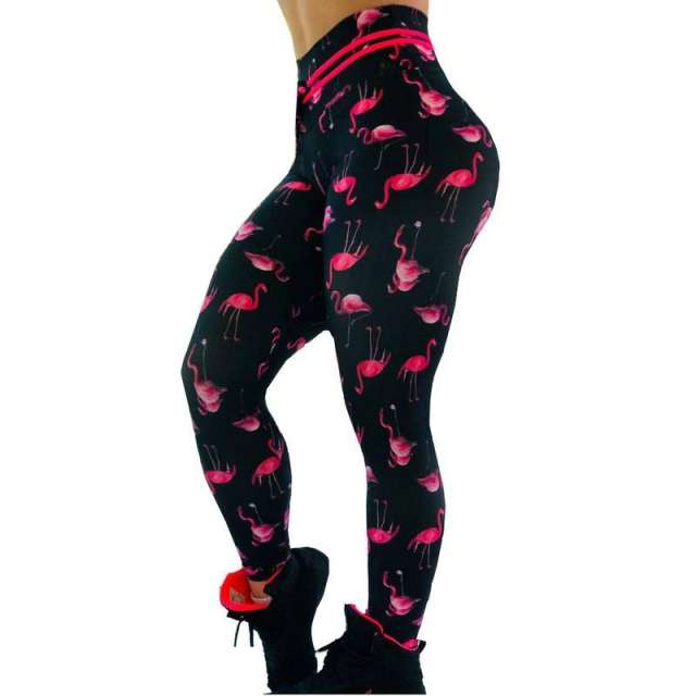 Flamingo Print Jogging Clothing High Waist Athletic Wear PQHY441