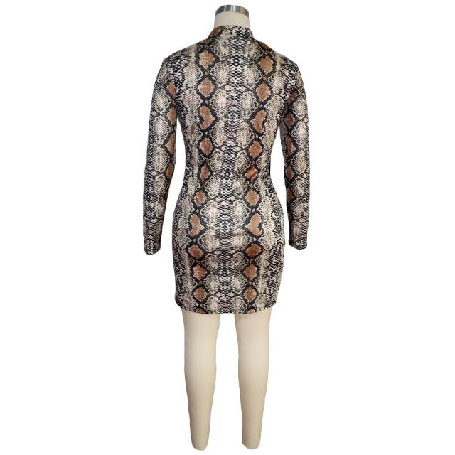 Sexy Python Print Mini Dress for Women Night Club Wear PQQM3674