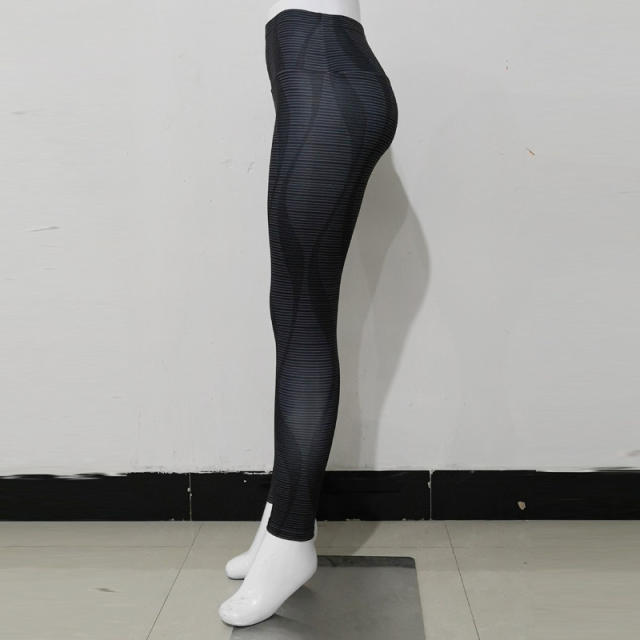 High Waist Activewear Women Streak Printed Exercise Yoga Outfits PQHY212B