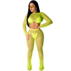 Fashion Two Piece Sets Summer Women Mesh Two Piece Pants PQQM3738