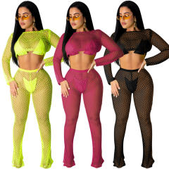Fashion Two Piece Sets Summer Women Mesh Two Piece Pants PQQM3738