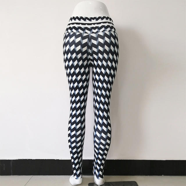 Stereoscopic Print Leggings Ourdoor High Waist Athletic Wear PQHY491
