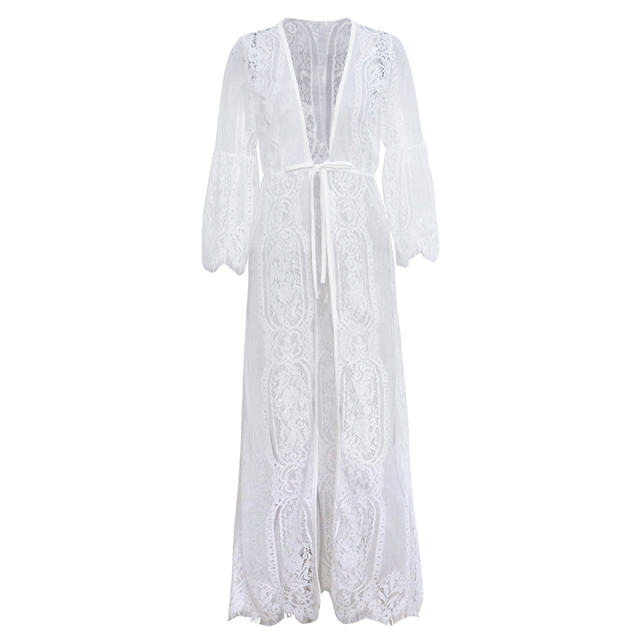 Mesh Women Cover-Ups Sexy Female Eyelash Lace Beachwear PQ22056A