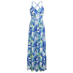 V-Neck Fashion Bohemian Dresses Summer Spaghetti Strap Maxi Dress PQ22020E