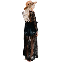 Mesh Women Cover-Ups Sexy Female Eyelash Lace Beachwear PQ22056A