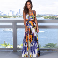 High Split Fashion Apparel Floral Printed Casual Dresses PQ22835J