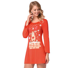 Women Reindeer Print Day Dresses Merry Christmas Mini Dress PQRYG1259A