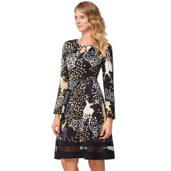 Christmas Print Vintage Dress for Women A-line Party Dresses PQRYG1209