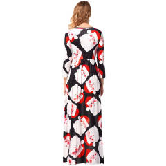 Candy Printed Santa Costume Long Sleeve Maxi Dresses PQR1199