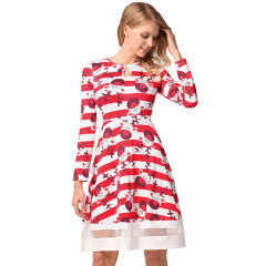 Slim Christmas Vintage Dress Santa Claus Women Casual Dresses PQR1218