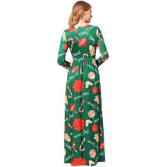 Printing Long Sleeve Maxi Dresses Ugly Christmas Dress PQR1208