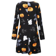 Halloween Theme Sexy Dress for Women Pumpkin Print Mini Dress PQX016