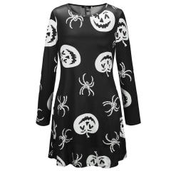 Spider Print Mini Dress for Women Halloween Theme Sexy Dress PQX017