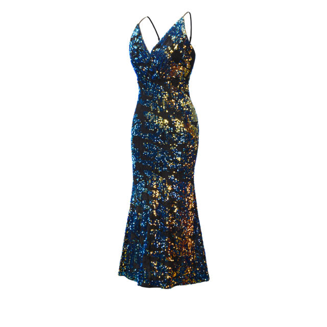 Sequin Engagement Dress Fishtail Cocktal Dress Bling Bling Evening Dresses PQH2072