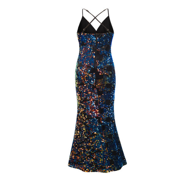 Sequin Engagement Dress Fishtail Cocktal Dress Bling Bling Evening Dresses PQH2072