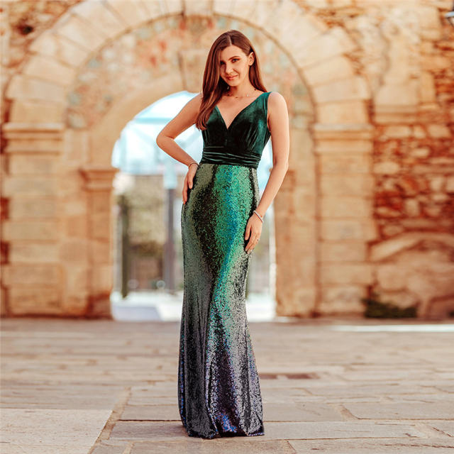 Bling Bling Cocktail Dresses Women Gradient Sequin Evening Dress PQH2020B