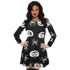Spider Print Mini Dress for Women Halloween Theme Sexy Dress PQX017