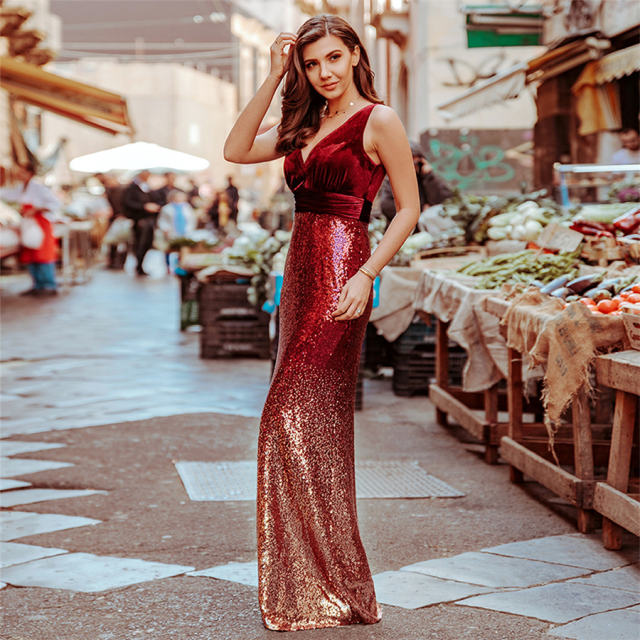 Bling Bling Cocktail Dresses Women Gradient Sequin Evening Dress PQH2020B