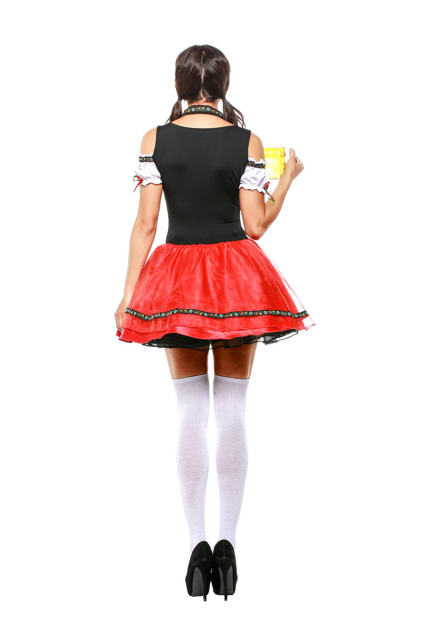 Women German Oktoberfest Short Dress Carnival Beer Girl Uniform PQPS7097