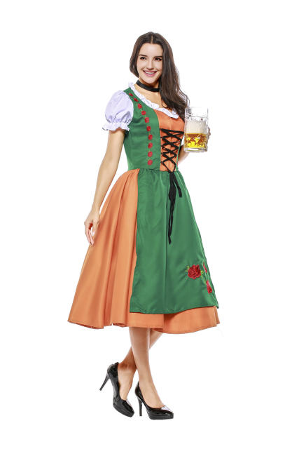 Green Bar Waitress Uniform Women Oktoberfest Costume PQPS7139