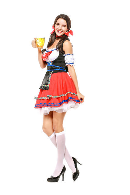 Bar Waitress Costumes German Women Oktoberfest Costume PQPS7146