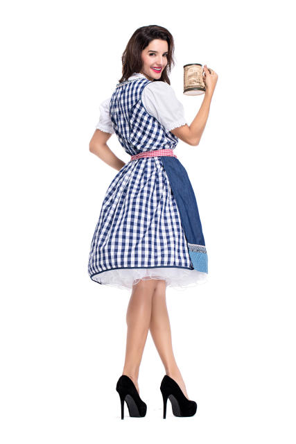 Dark Blue German Oktoberfest Midi Dress Beer Girl Carnival Uniform PQPS2843